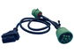 Green Deutsch 9 Pin J1939 Female to OBD2 OBD-II 16 Pin Female and J1939 Male Splitter Y Cable