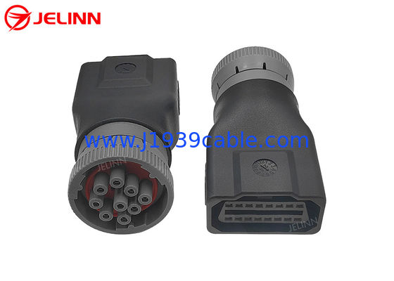 CAT สีเทา J1939 9 Pin to OBD 2 OBD2 16 Pin Adapter สําหรับเครื่องขุด Caterpillar