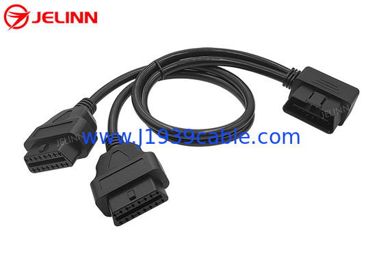 OBD2 OBDII 16 พินมุมขวาสายเคเบิล Y แยกชายหญิงคู่