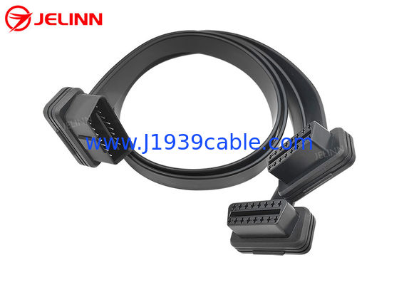 OBD2 OBDII J1962 มุมขวาชาย 24V ถึงสายเคเบิล Y แบนคู่หญิง