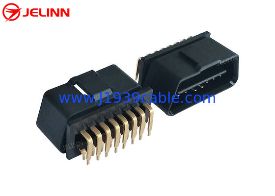 16 ขา J1962 OBD2 ขั้วต่อปลั๊กตัวผู้ OBDII ที่มีมุมขวา 90 องศา Pins