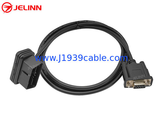 J1962 ขวามุม OBD 2 OBD2 16 Pin ไปยัง RS232 DB9 สายเชื่อม