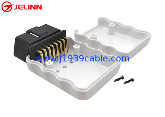 OBD2 กล่อง OBD 2 บ้านและตัวเชื่อมด้วยปินมุมขวา